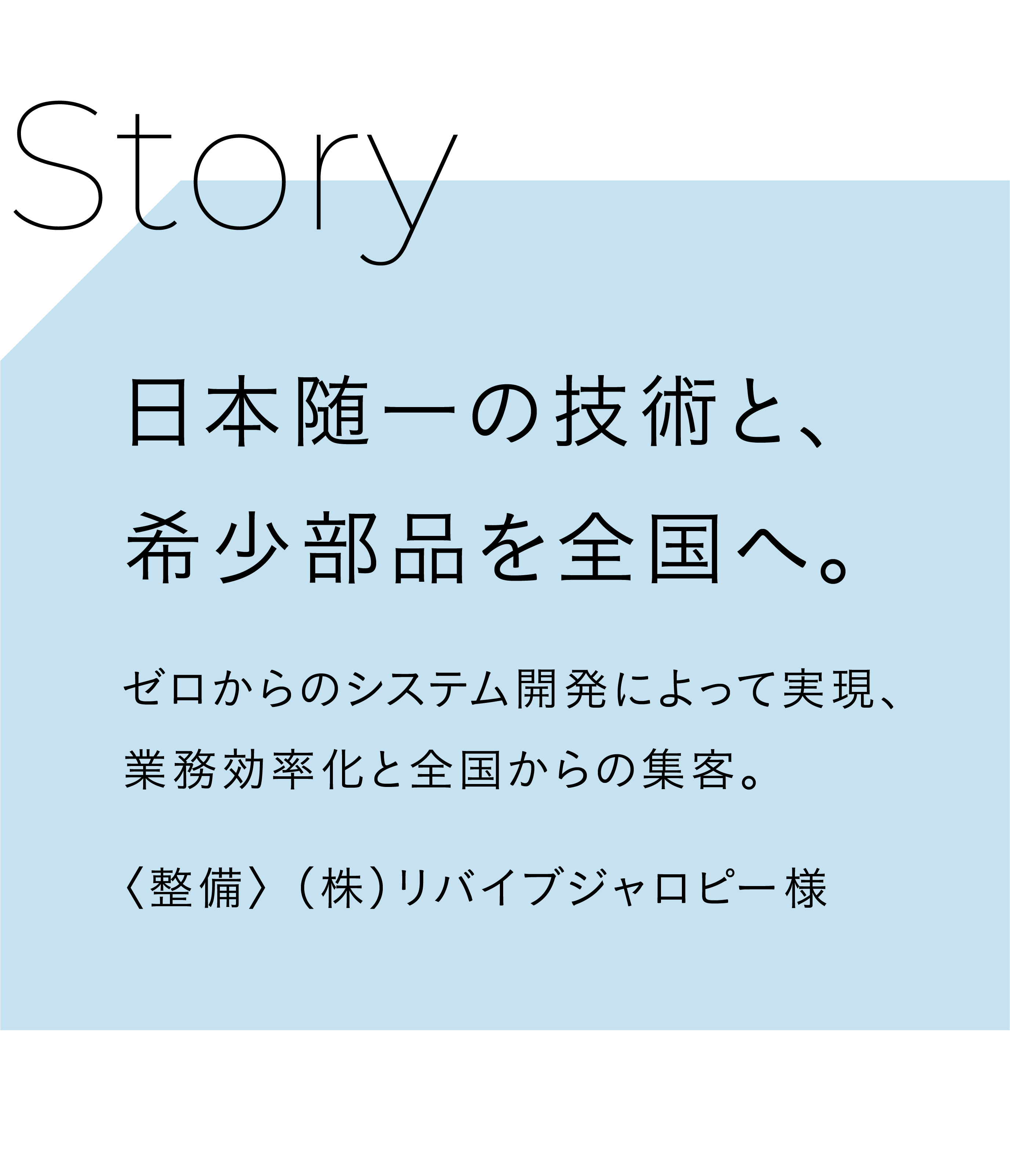 日本随一の技術と、
希少部品を全国へ。